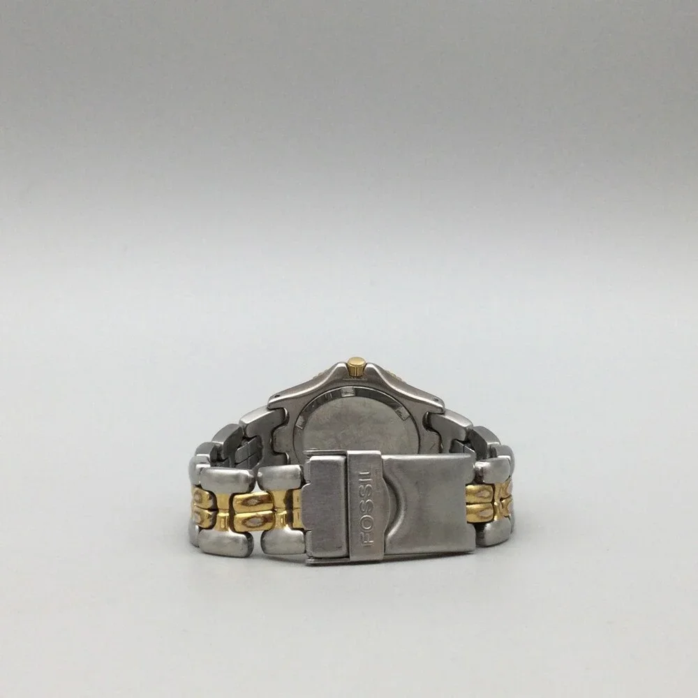 Fossil Blue Watch Women 29mm Silver Gold Two Tone Date Round Dial New Battery 6" - Picture 5 of 14